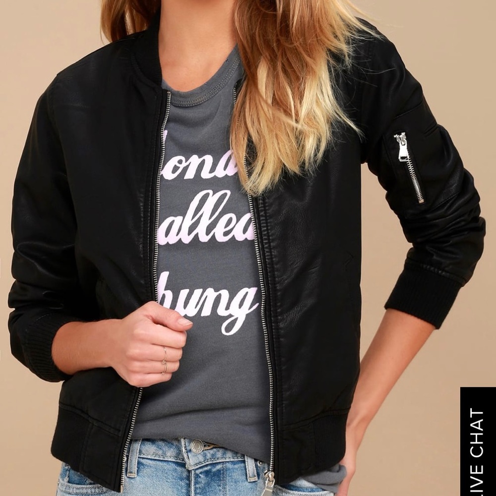 Lulu’s vegan leather bomber jacket
